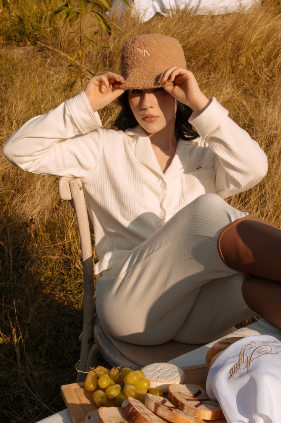 Pijama termica textura Rib Manga larga - Blanca