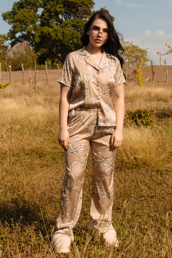 Pijama Larga – Coffee Bows