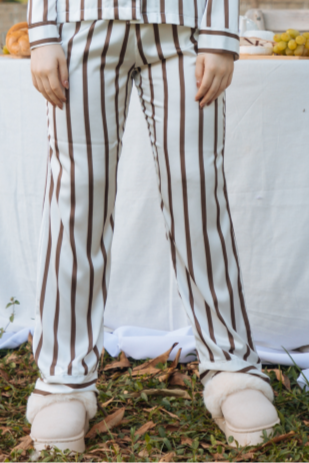 Pijama  Larga - Stripe Mocca Mousse