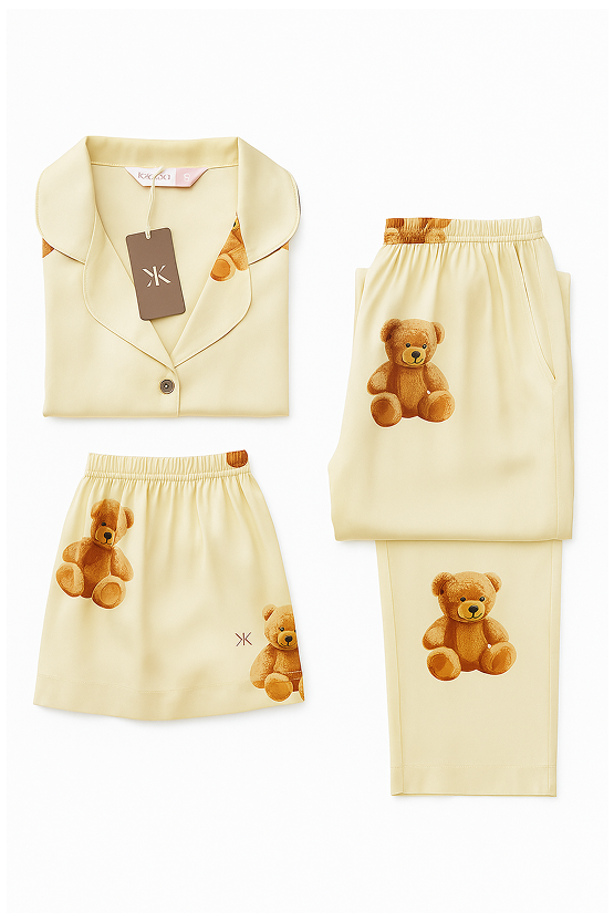 3 Piezas pijama de seda - Teddy
