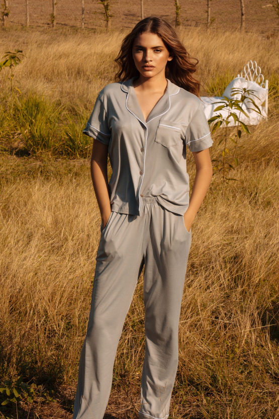Pijama larga Confort - Gris