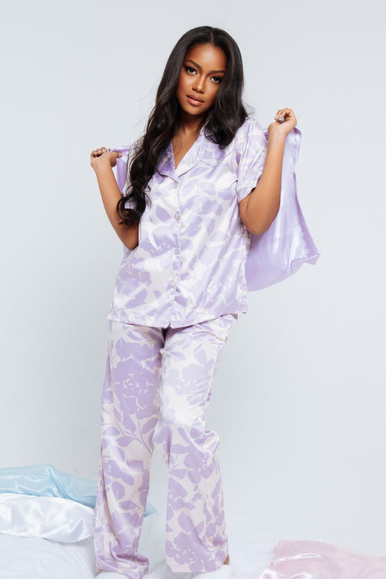 Pijama Larga – floral lila