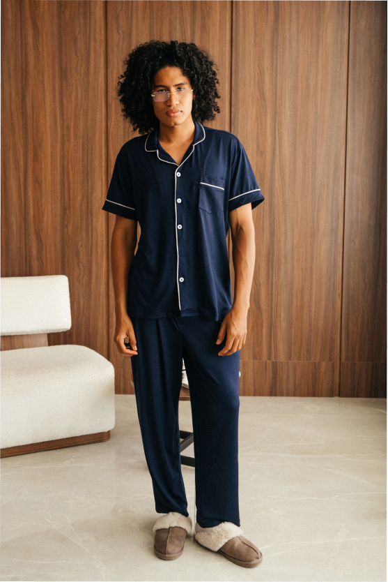 Pijama Larga Hombre confort - Azul