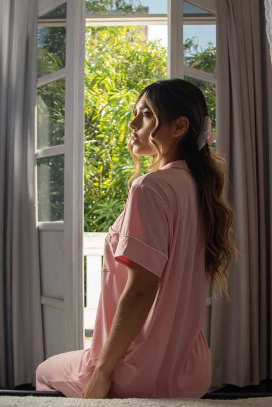 Pijama Comfort Larga  – Rosada