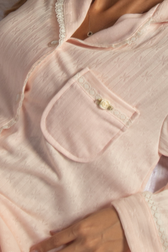Pijama Manga Larga - Pointelle Rosa