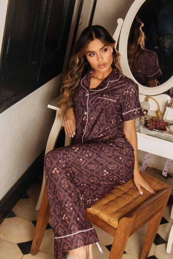 Pijama Comfort Manga Corta - Amalia  Vino 🍇