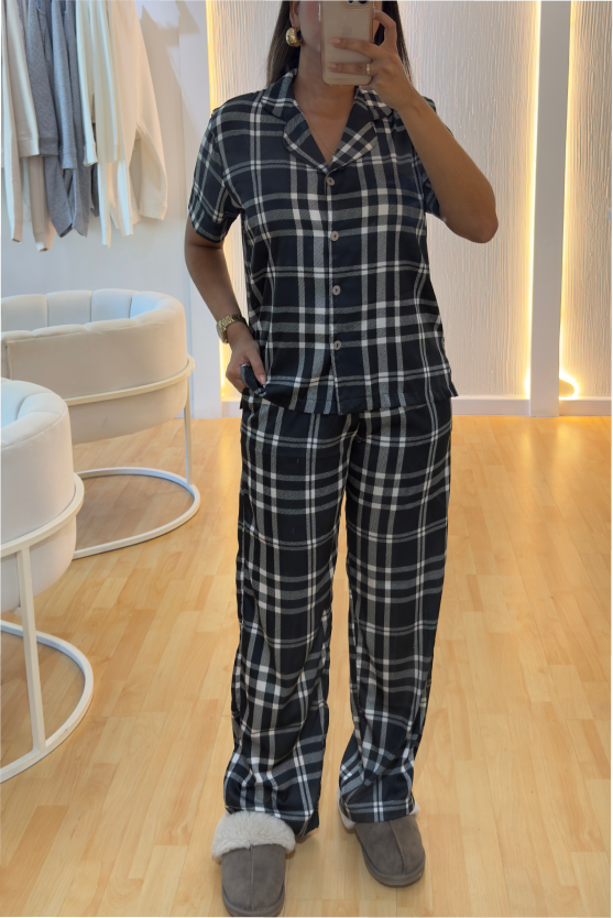 Pijama Larga Mujer - Tartan Negro
