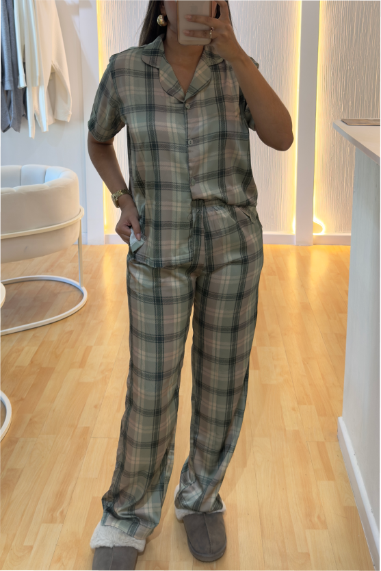 Pijama Larga Mujer - Tartan Verde
