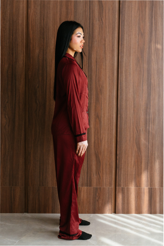 Pijama Manga Larga – Classic Burgundy