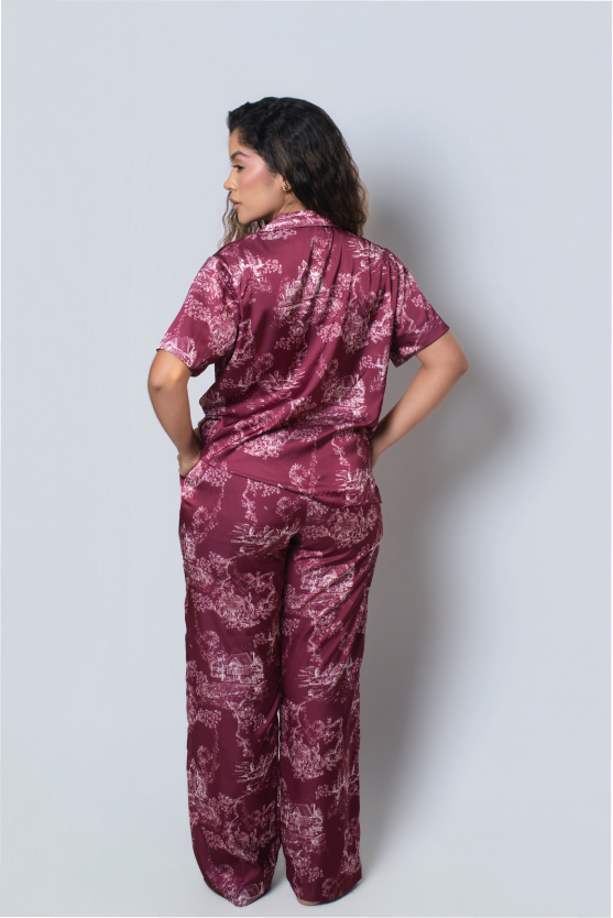Pijama Larga – Toile de jouy Vinotinto