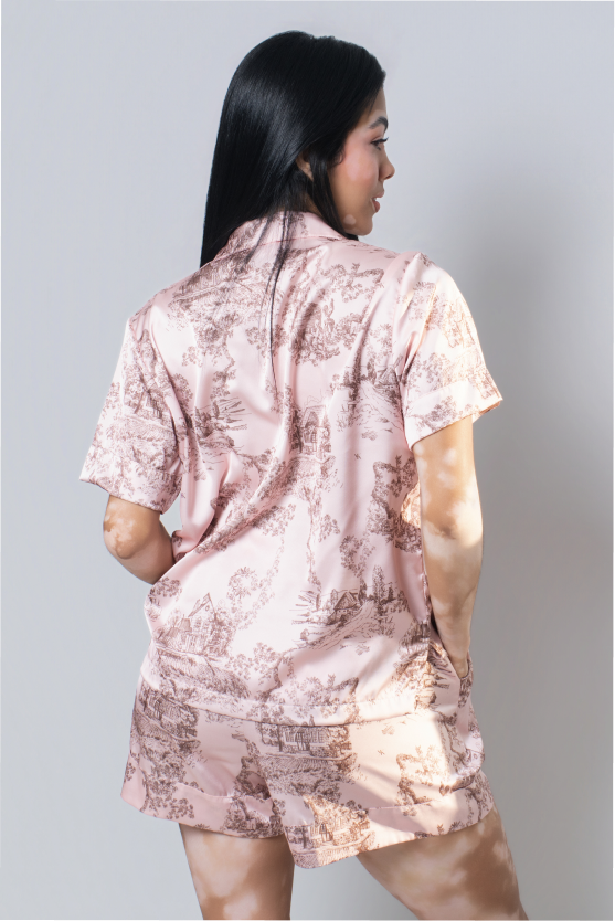 Pijama Corta – Toile de jouy Rosada