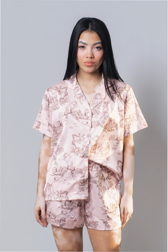 Pijama Corta – Toile de jouy Rosada
