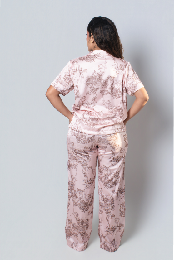 Pijama Larga – Toile de jouy Rosada