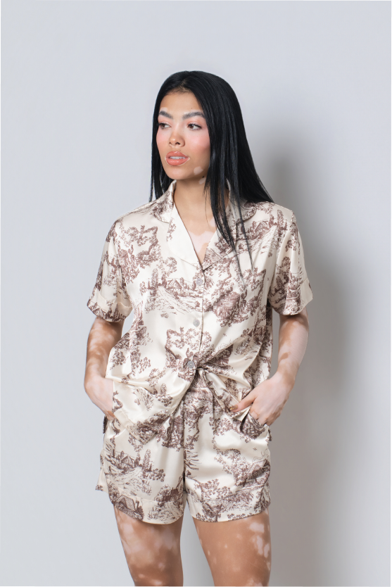 Pijama Corta – Toile de jouy Amarilla