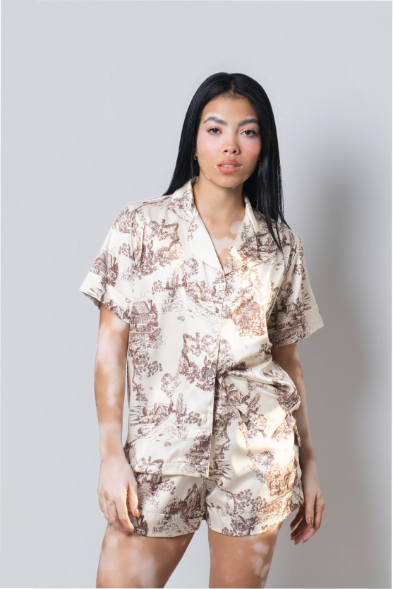 Pijama Corta – Toile de jouy Amarilla