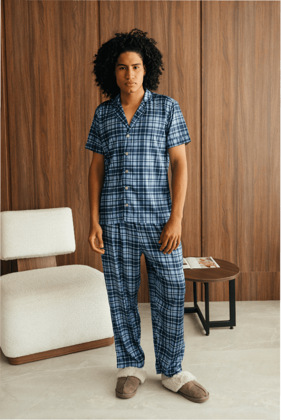 Pijama Larga Hombre Tratan - Azul