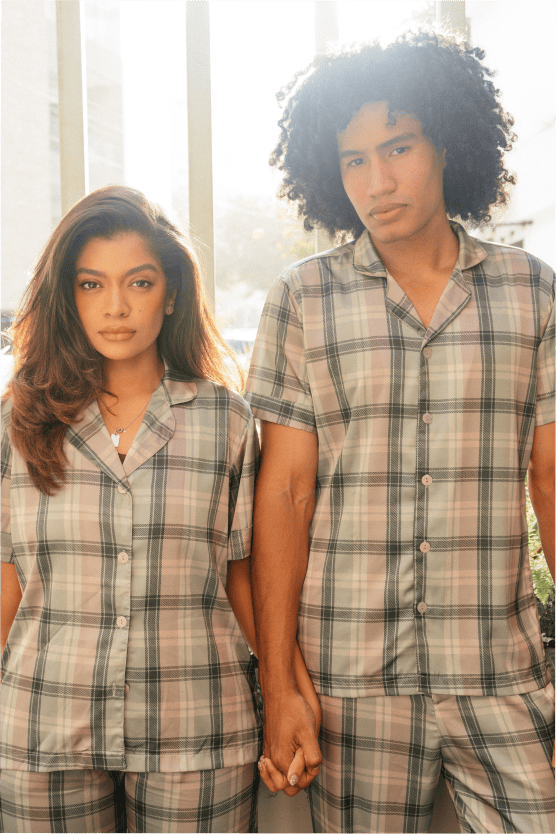 Pijama Corta- Tartan Verde