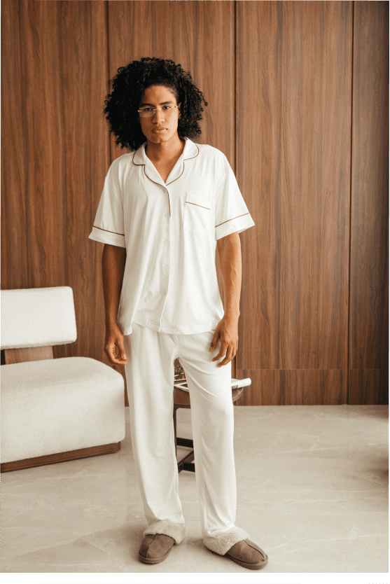 Pijama Larga Hombre confort - Crema