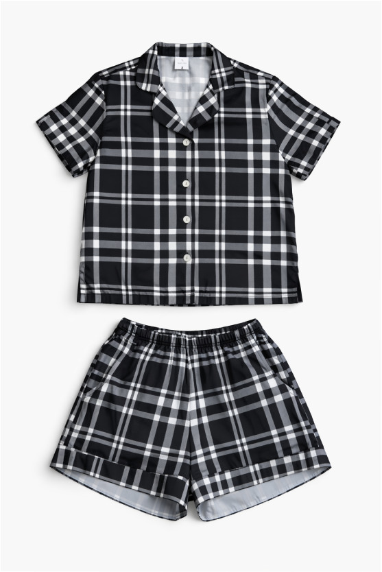 Pijama Corta- Tartan Negra