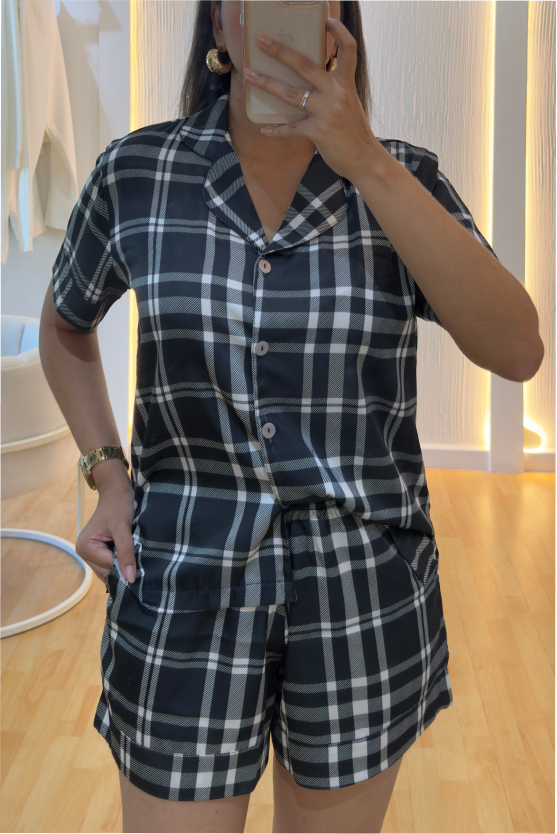 Pijama Corta- Tartan Negra