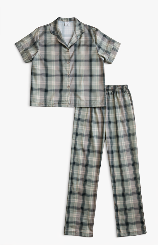 Pijama Larga Mujer - Tartan Verde