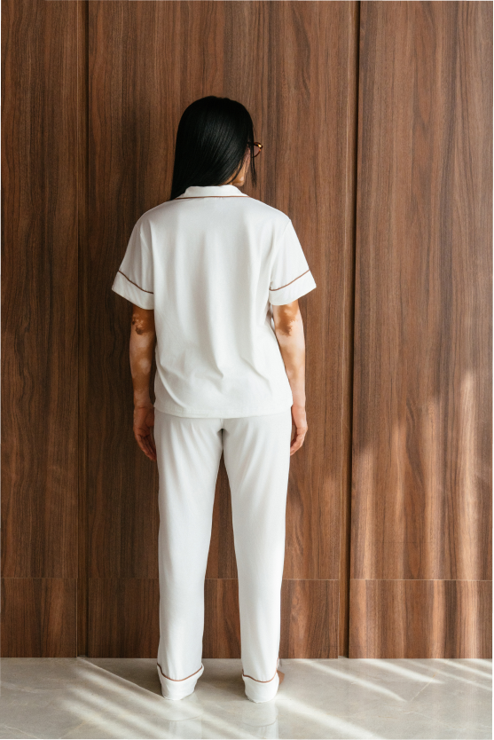 Pijama larga Confort - Crema