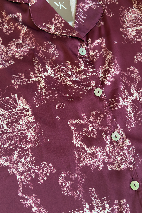 Pijama Larga – Toile de jouy Vinotinto