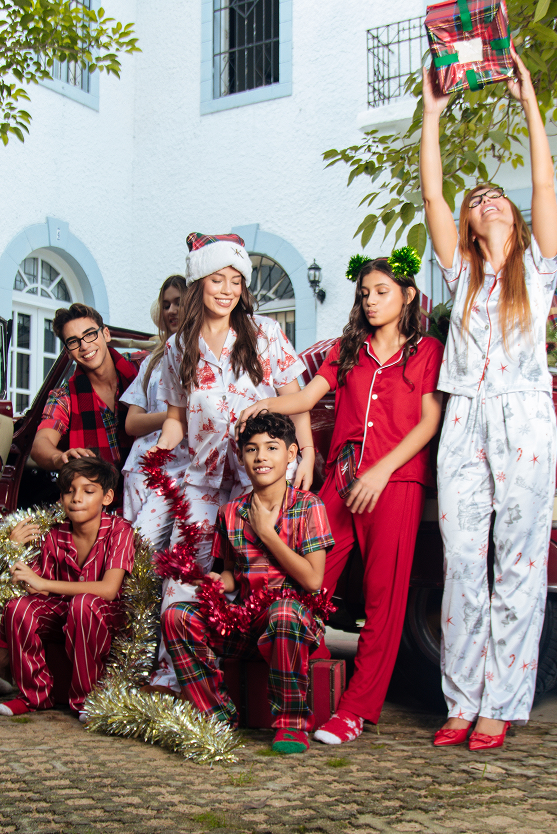 Pijama Larga Hombre - Postal de Invierno Rojo