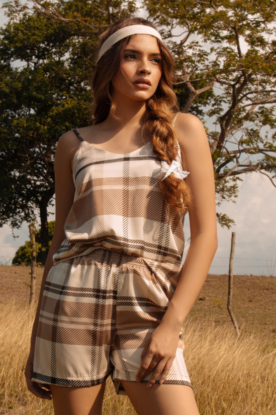 Pijama de Tiras – Coffee Tartán