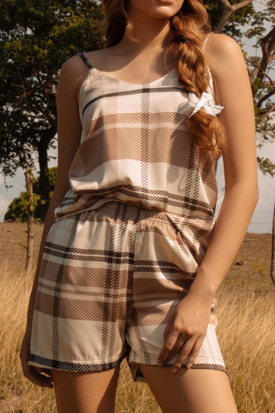Pijama de Tiras – Coffee Tartán