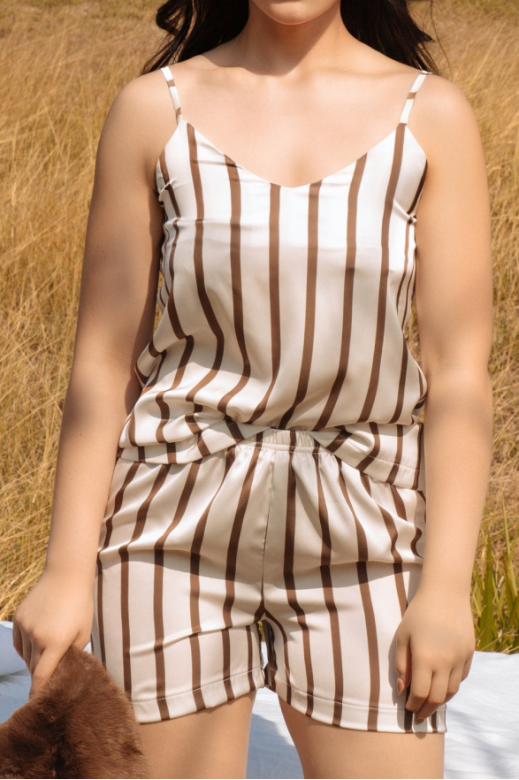 Pijama de Tiras – Stripe Mocca Mousse