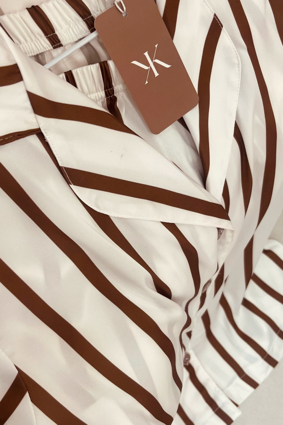 Pijama Vestido -Stripe Mocca Mousse