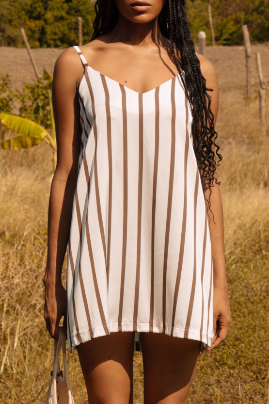 Pijama Vestido -Stripe Mocca Mousse