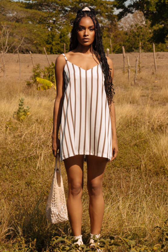 Pijama Vestido -Stripe Mocca Mousse