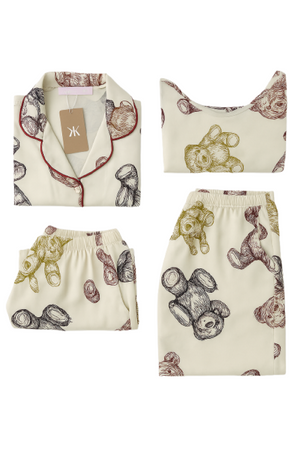 4 Piezas pijama de seda - Osos