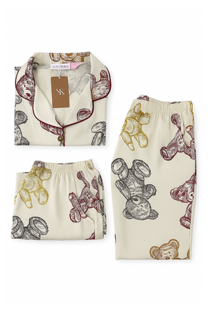3 Piezas pijama de seda - Osos